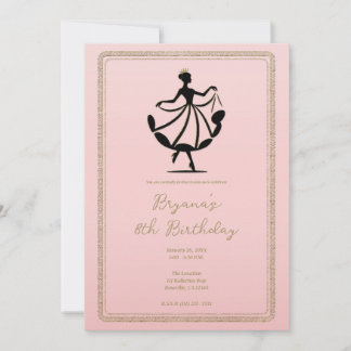 Pink Black Gold Waltzess Tanzprinzessin Einladung