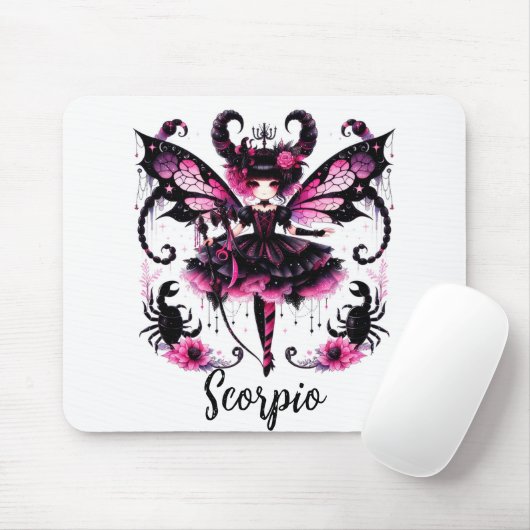 Pink Black Gothic Fairy Scorpio Astrologie Zodiac Mousepad (Mit Mouse)