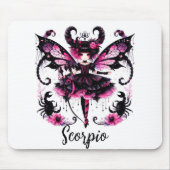 Pink Black Gothic Fairy Scorpio Astrologie Zodiac Mousepad (Vorne)