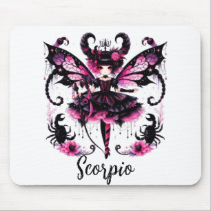 Pink Black Gothic Fairy Scorpio Astrologie Zodiac Mousepad