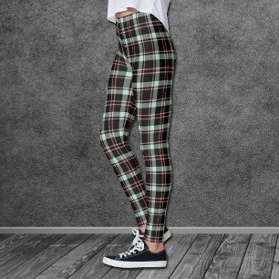 Pink Black Gray Madras Karierte Leggings