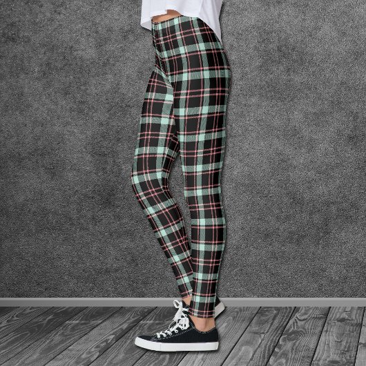Pink Black Gray Madras Karierte Leggings