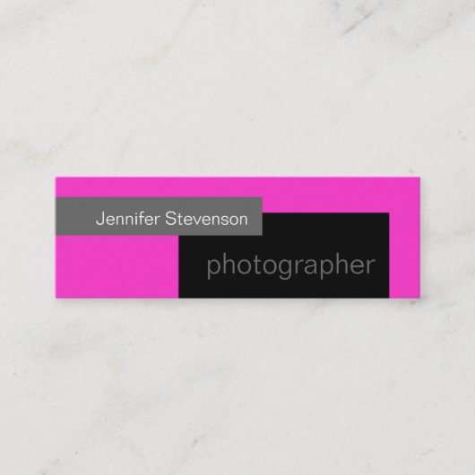 Pink Black Gray White Fotografy Business Card Mini Visitenkarte (Vorderseite)