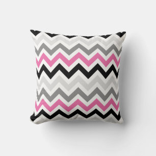 Pink Black Gray Zickzack Zigzag Muster Kissen