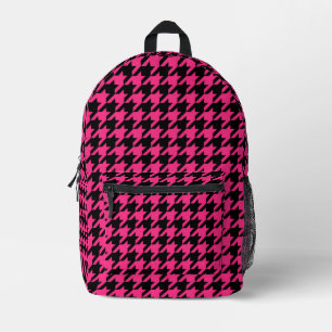 Pink Black Hahnentrittmuster Karo Bedruckter Rucksack