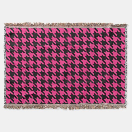 Pink Black Hahnentrittmuster Karo Decke (Vorderseite)