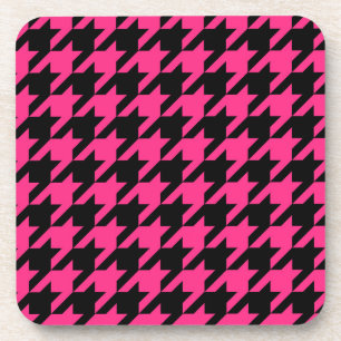 Pink Black Hahnentrittmuster Karo Getränkeuntersetzer