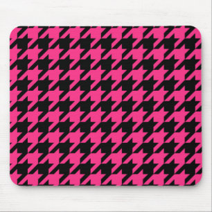 Pink Black Hahnentrittmuster Karo Mousepad