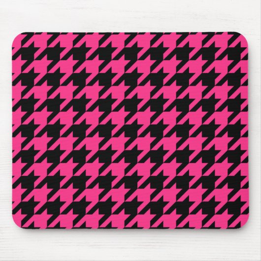 Pink Black Hahnentrittmuster Karo Mousepad (Vorne)