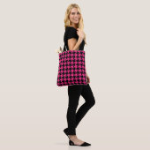 Pink Black Hahnentrittmuster Karo Tasche (Am Model)