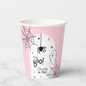 Pink Black Halloween Niedlich Ghost Spider Hey Boo Pappbecher (Vorderseite)