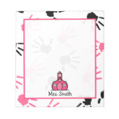 Pink & Black Handprints Teacher Editor Notizblock (Vorderseite)