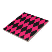 Pink Black Harlequin Diamonds Checkers Design  Fliese (Seite)