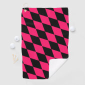 Pink Black Harlequin Diamonds Checkers Design Golfhandtuch (Insitu)