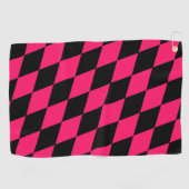 Pink Black Harlequin Diamonds Checkers Design  Golfhandtuch (Horizontal)