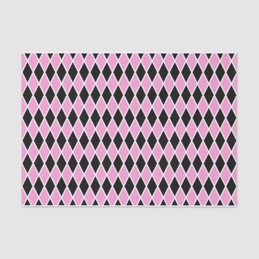 Pink Black Harlequin Tissue oder Decoupage Seidenpapier (Vorderseite)