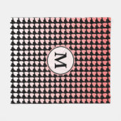 Pink Black Heart Gradient Pattern Monogramm Fleecedecke (Vorderseite (Horizontal))