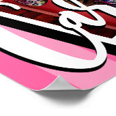 Pink & Black Heart Pink Party Foto Begrüßungszeich Poster (Ecke)