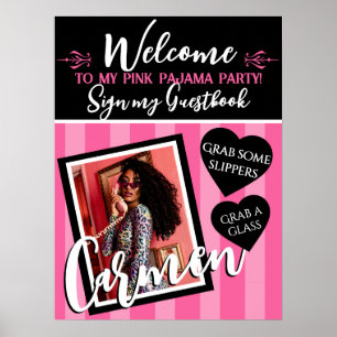 Pink & Black Heart Pink Party Foto Begrüßungszeich Poster