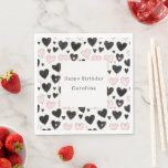 Pink Black Hearts Birthday Serviette<br><div class="desc">Pink Black Hearts Birthday</div>
