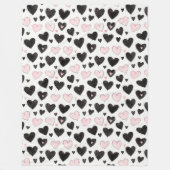 Pink Black Hearts Geburtstag Fleecedecke (Vorderseite)