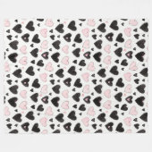 Pink Black Hearts Geburtstag Fleecedecke (Vorderseite (Horizontal))