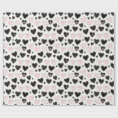 Pink Black Hearts Geburtstag Geschenkpapier (Flach)