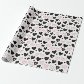 Pink Black Hearts Geburtstag Geschenkpapier (Ungerollt)