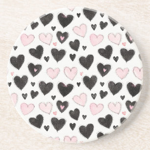 Pink Black Hearts Geburtstag Getränkeuntersetzer