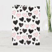 Pink Black Hearts Geburtstag Karte (Rückseite)