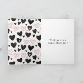 Pink Black Hearts Geburtstag Karte (Innenseite)