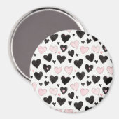 Pink Black Hearts Geburtstag Magnet (Vorderseite/Rückseite)