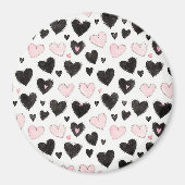 Pink Black Hearts Geburtstag Magnet (Vorne)
