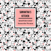 Pink Black Hearts Sketch Romantic Valentine Gift Schürze