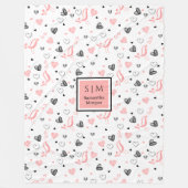 Pink Black Hearts Sweet I Love You Wedding Gift Fleecedecke (Vorderseite)