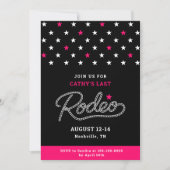 Pink Black Her Last Rodeo Bachelorette Party Einladung (Vorderseite)