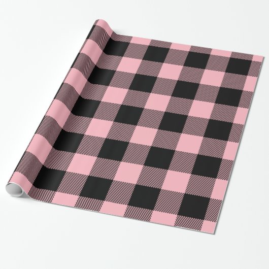 Pink Black Huge Buffalo Kariert Lumberjack Tartan Geschenkpapier (Ungerollt)