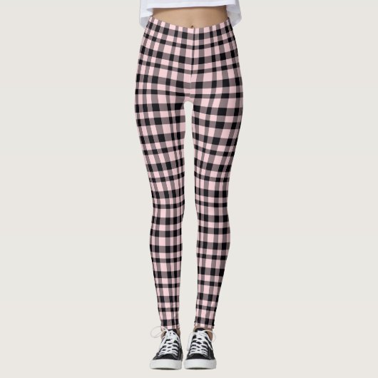 Pink Black Kariert Women's Leggings (Vorderseite)