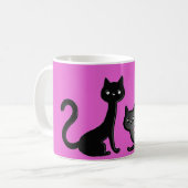 Pink Black Kittens Cartoon Tasse (Vorderseite Links)
