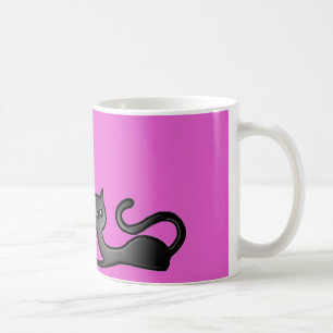 Pink Black Kittens Cartoon Tasse