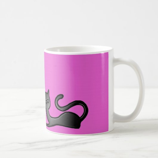 Pink Black Kittens Cartoon Tasse (Rechts)