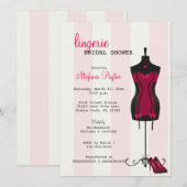 Pink & Black Lace Corset Lingerie Brautparty Einladung (Vorne/Hinten)
