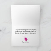 Pink & Black Ladybug Abschluss Card Karte (Innenseite)