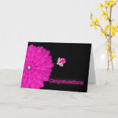 Pink & Black Ladybug Abschluss Card Karte (Gelbe Blume)