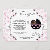 Pink Black Leopard Baby Girl Dusche Einladung (Vorne/Hinten)
