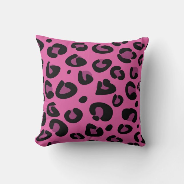 Pink Black Leopard Cheetah Couchwurfkissen Kissen (Vorderseite)