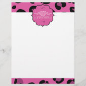 Pink Black Leopard Cheetah Letterhead Stationierun Briefkopf (Vorderseite)