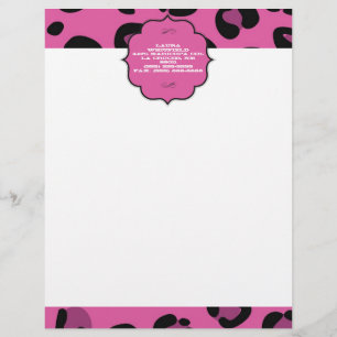 Pink Black Leopard Cheetah Letterhead Stationierun Briefkopf