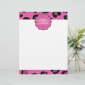 Pink Black Leopard Cheetah Letterhead Stationierun Briefkopf (Stehend Vorderseite)