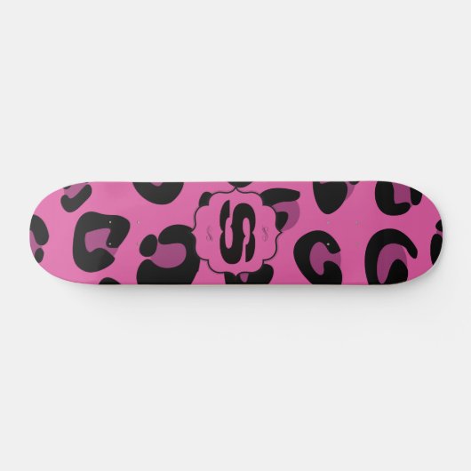 Pink Black Leopard Cheetah Mini Skateboard (Horizontal)